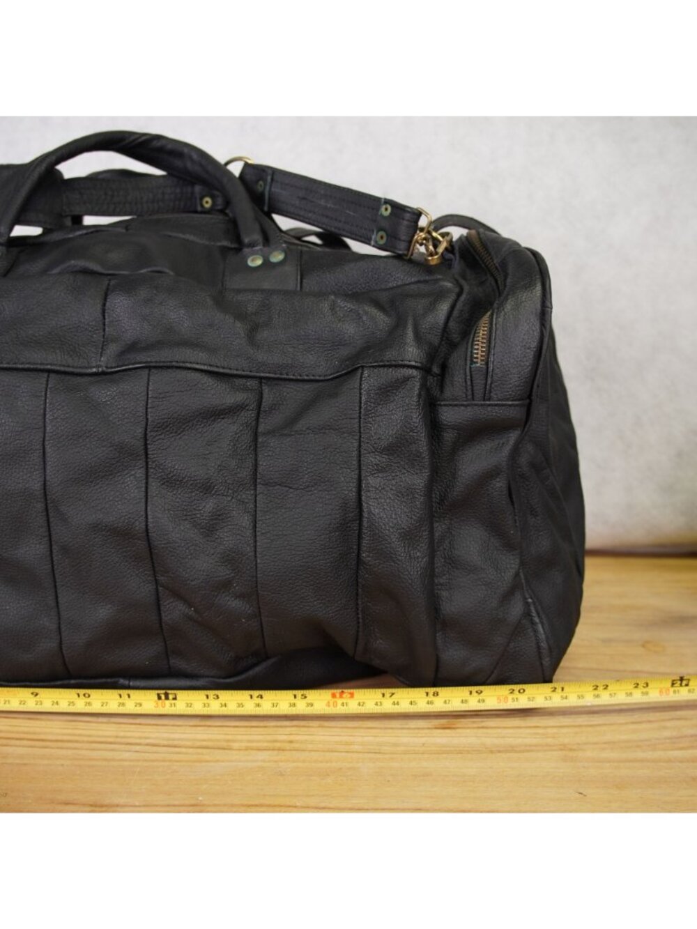 Vintage Genuine Leather Duffel Bag Patchwork 21"x11"x11" Travel Mexican Made - Picture 9 of 14